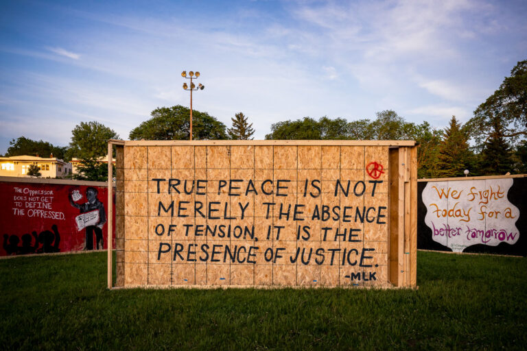 Save The Boards exhibit at Phelps Park 2 Save the Boards to Memorialize the Movement exhibited 87 of the almost a thousand boards they've saved at Phelps Park, next to George Floyd Square.