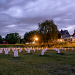The Say Their Names Cemetery, located a block from George Floyd Square, on the night before the 1-year anniversary of the murder of George Floyd.