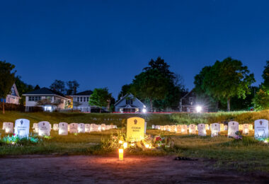 Say Their Names Cemetery with candles on the 1-year anniversary of George Floyd’s murder.