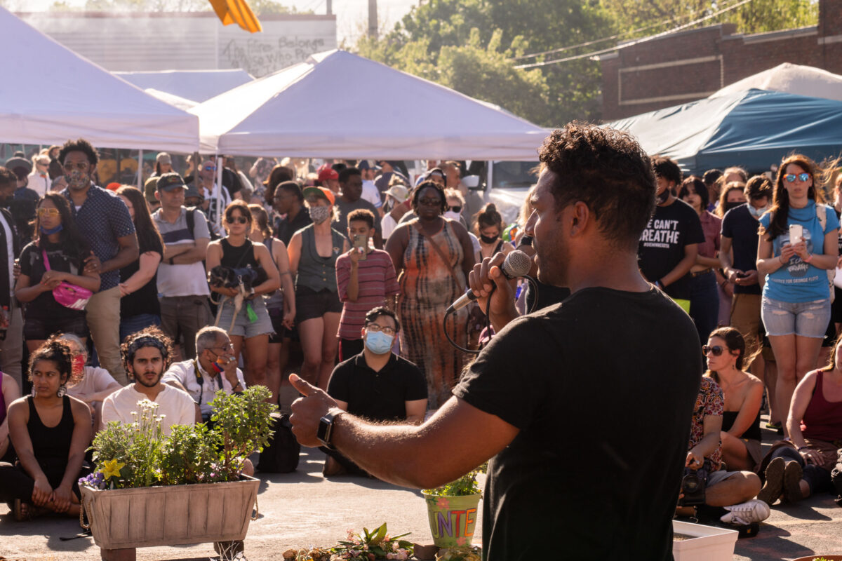 Toussaint Morrison speaks at Rise and Remember