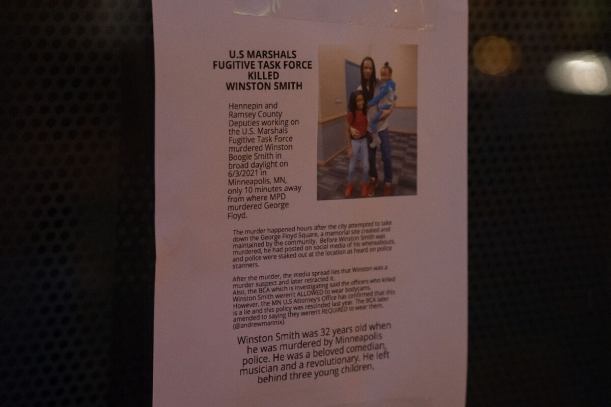A sign posted in Uptown Minneapolis.