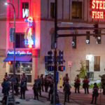 Heavy law enforcement presence on Lake Street where protesters have been gathering since the June 3rd shooting death of Winston Smith.Smith was killed by a Federal Task Force on top of the Seven Points parking ramp. Officials have said task force members from Hennepin and Ramsey County fired their weapons.