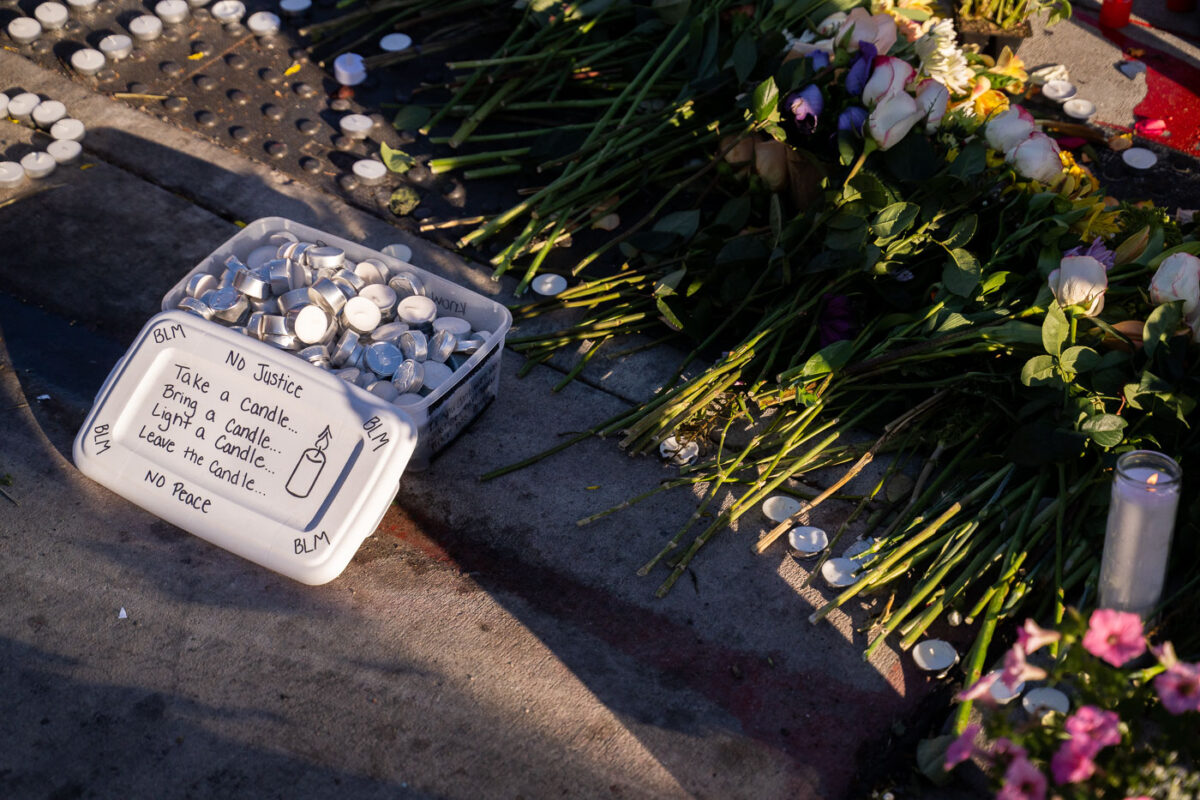 Candles for a vigil for Deona Marie who was killed on June 13th after Nicholas Kraus drove his vehicle into those protesting the June 3rd law enforcement killing of Winston Smith.