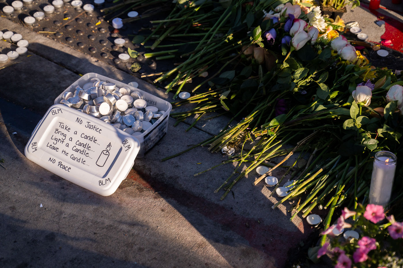 Candles at Deona Marie memorial in Minneapolis