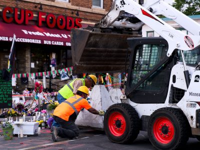 Minneapolis Public Works places barricades at George Floyd Square