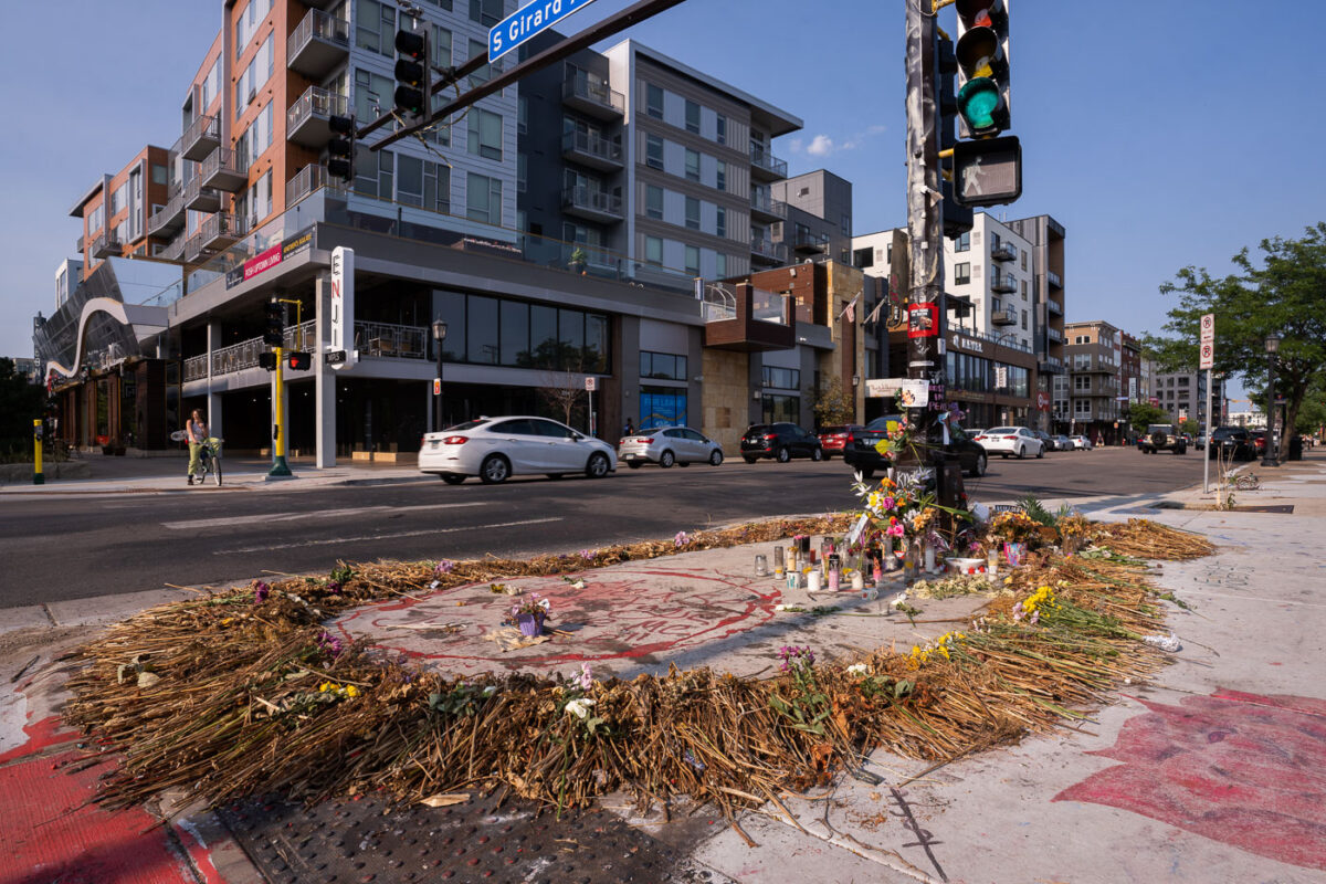 A memorial for Deona Marie Knajdek. Deona was killed by a man who drove through barricades that were put in place to protect those protesting the June 3rd killing of Winston Smith by law enforcement.