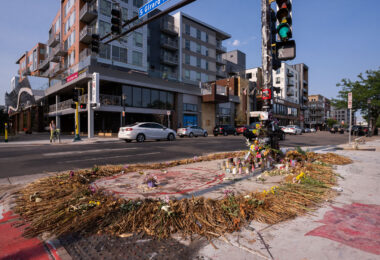 A memorial for Deona Marie Knajdek. Deona was killed by a man who drove through barricades that were put in place to protect those protesting the June 3rd killing of Winston Smith by law enforcement.