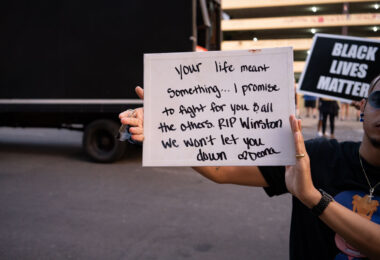 A protester holds up what he says was a sign Deona Marie made while protesting the Winston Smith killing.

Deona Marie was killed on June 3rd when Nicholas Kraus drove his vehicle into those protesting the killing of Smith.

Winston Smith was killed after Hennepin and Ramsey County officers fired their weapons while part of a Federal Task Force serving a warrant.