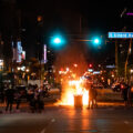 Protesters at Lake & Girard following the law enforcement killing of Winston Smith earlier in the day.