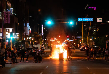 Protesters at Lake & Girard following the law enforcement killing of Winston Smith earlier in the day.