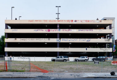 The parking ramp where law enforcement shot and killed Winston Smith on June 3rd. Graffiti reading “Fuck America the killing needs to stop” among other things.

Winston Smith was killed after Hennepin and Ramsey County officers fired their weapons while part of a Federal Task Force serving a warrant.