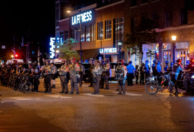 Hennepin County Sheriff Officers along with Minneapolis Police respond to protests at Lake Street and Girard Avenue.

Protesters have been gathering in the area for days following the law enforcement shooting death of Winston Smith at Seven Points parking ramp.