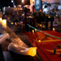 Plastic candles melting in the summer heat at the George Floyd Memorial at George Floyd Square.