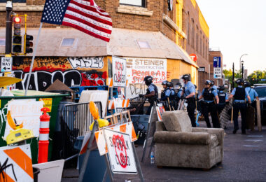 Minneapolis Police move in to clear out barricaded streets around memorials set up for Winston Smith and Deona Marie. Winston Smith was killed by law enforcement on June 3rd and Deona Marie was killed when a man drove his vehicle through barricades on June 13th.