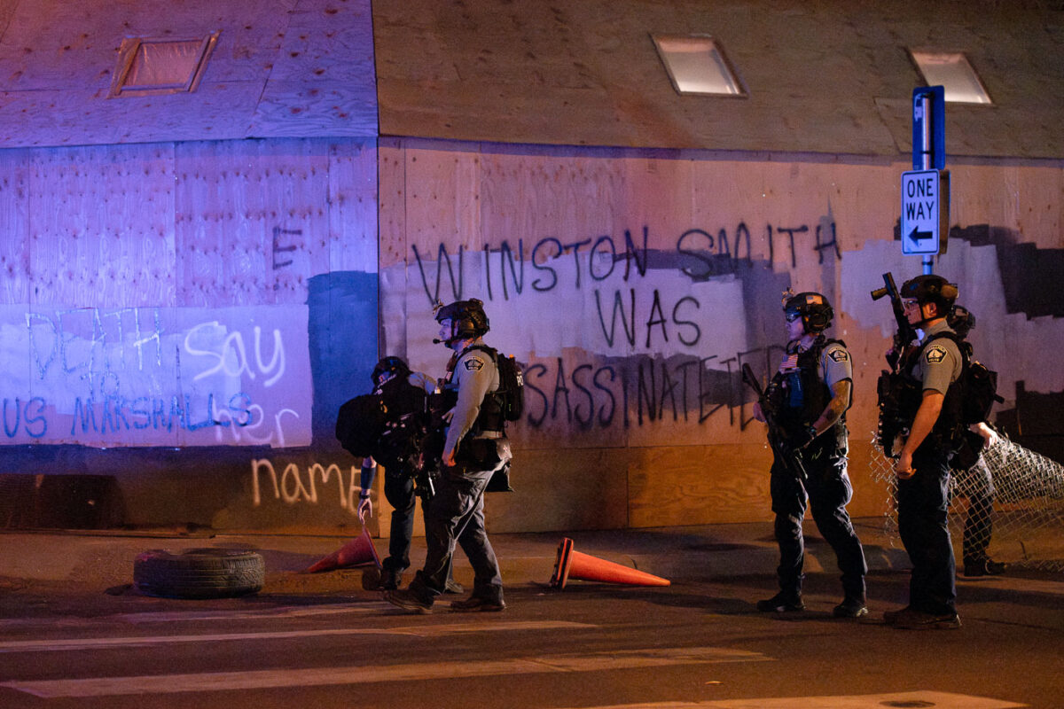 Minneapolis police on Hennepin Ave and Lake Street near where protesters have been holding space after the June 3rd and June 13th killings of Winston Smith and Deona Marie.

Deona Marie was killed when Nicholas Kraus drove his vehicle into those protesting the killing of Winston Smith.

Winston Smith was killed after Hennepin and Ramsey County officers fired their weapons while part of a Federal Task Force serving a warrant.