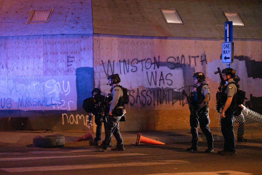 Minneapolis Police at Lake Street after Winston Smith protest
