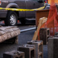 Furniture and concrete blocks being used as barricades by protesters at Hennepin Ave and Lake Street in Uptown Minneapolis. Protesters have been gathering since the June 3rd killing of Winston Smith by law enforcement.