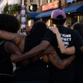 Protesters outside Seven Points ramp after Deona Marie was killed by Nicholas Kraus who drove his vehicle into those protesting the June 3rd killing of Winston Smith.