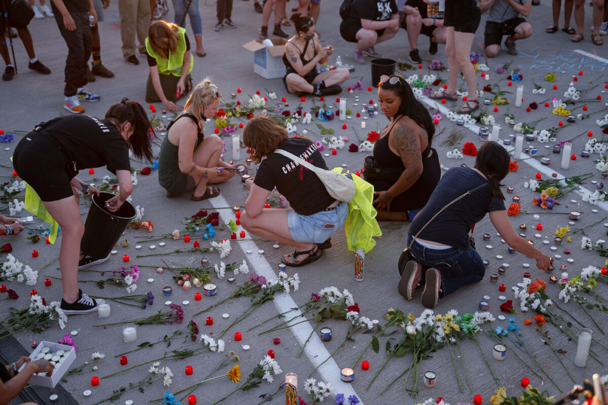 A vigil being held at the spot where Winston Smith was killed by law enforcement on June 3rd.