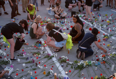 A vigil being held at the spot where Winston Smith was killed by law enforcement on June 3rd.