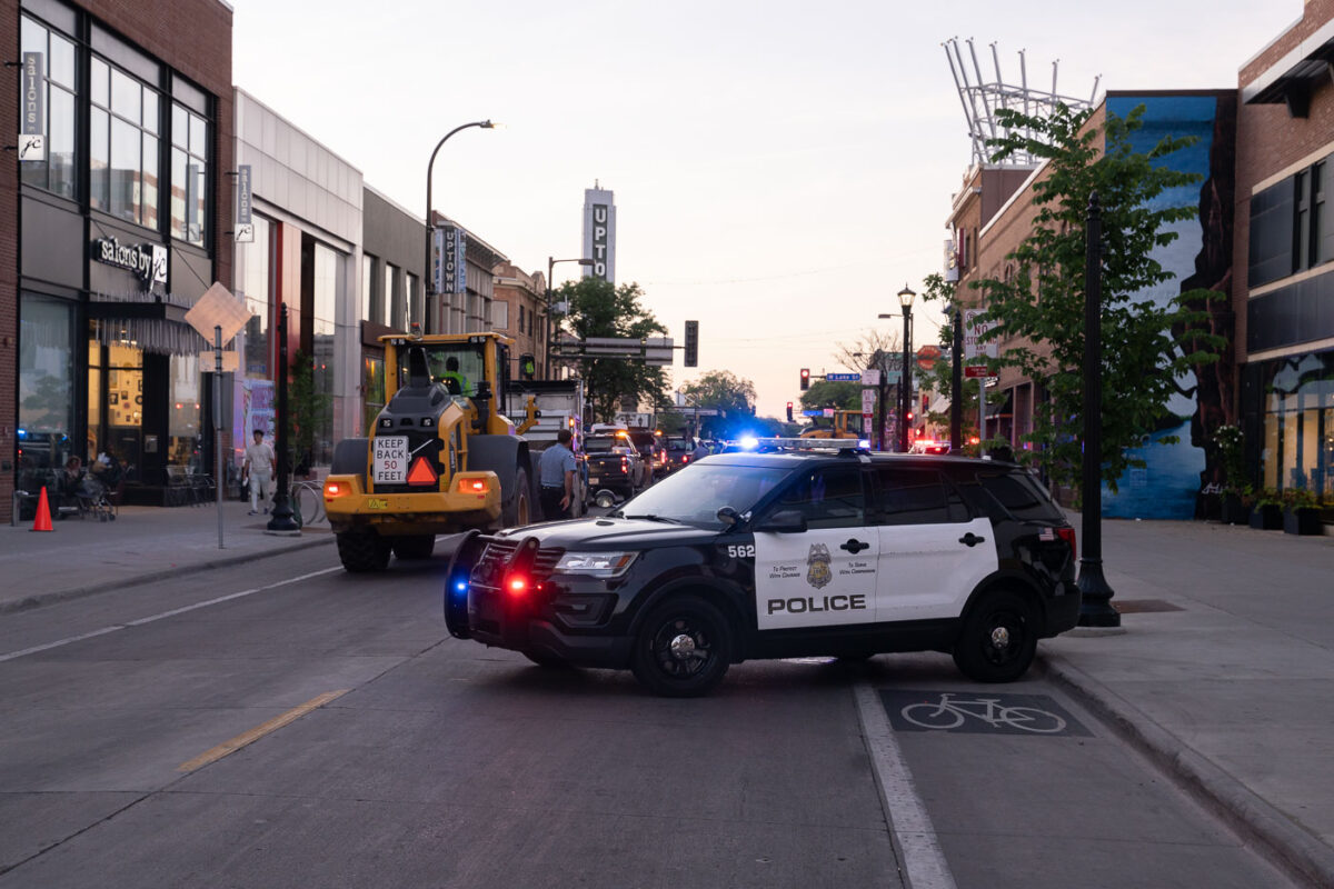 Minneapolis Police and Minneapolis Public Works on Hennepin Avenue to clear out barricades put in place by protesters. Protesters had been gathered since the June 3rd law enforcement shooting death of Winston Smith.