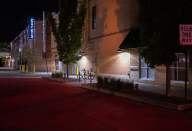 A private drive near where Winston Smith was killed on June 3rd. The road has been painted red multiple times by protesters after property owners tried removing the paint. The area has been a protest zone since the June 3rd law enforcement shooting death of Winston Smith.