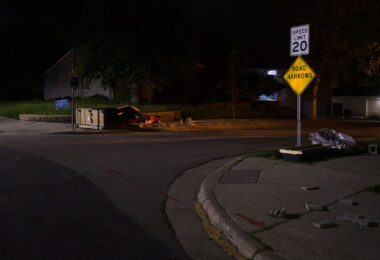 The street barricades that have been continuously added and removed at East 37th St and Chicago Avenue in George Floyd Square. Days earlier the city removed concrete barricades to open up vehicular traffic.
