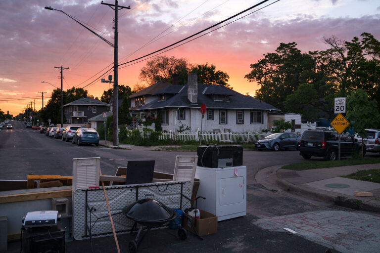 Sunset over barricades at George Floyd Square 4 The City of Minneapolis cleared out barricades at the break of dawn but as the sun set the community had set up new barricades.