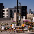 A memorial for Winston Smith on top of Seven Points parking ramp. Smith was killed on June 3rd by members of a Federal Task