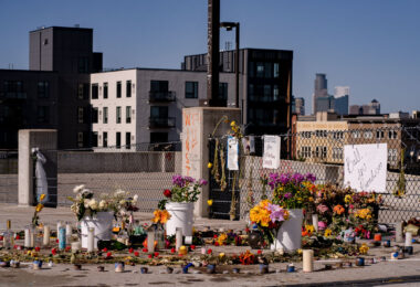 A memorial for Winston Smith on top of Seven Points parking ramp. Smith was killed on June 3rd by members of a Federal Task