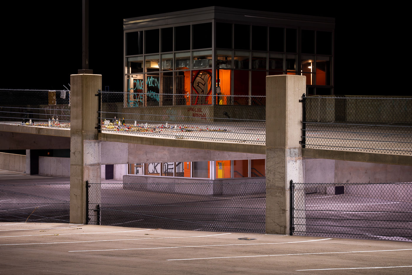 Winston Smith memorial on top of parking garage