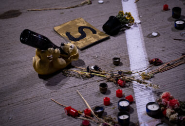 Winston Smith memorial on top of the parking ramp that he was killed by law enforcement on June 3rd.

Officials say Hennepin and Ramsey County officers fired their weapons as part of a Federal Task Force serving a warrant.