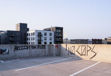The top of the parking ramp that Winston Smith was killed in.

Winston Smith was killed by Hennepin and Ramsey County Sheriffs officers who were part of a Federal Task Force on June 3rd.   On June 10th, Deona Marie was killed when a protester drove his vehicle through barricades setup to protect those protesting the death of Winston Smith.