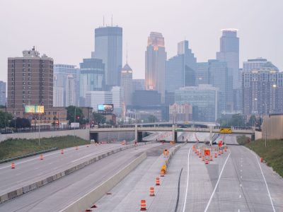 Downtown Minneapolis Skyline Through Wildfire Haze