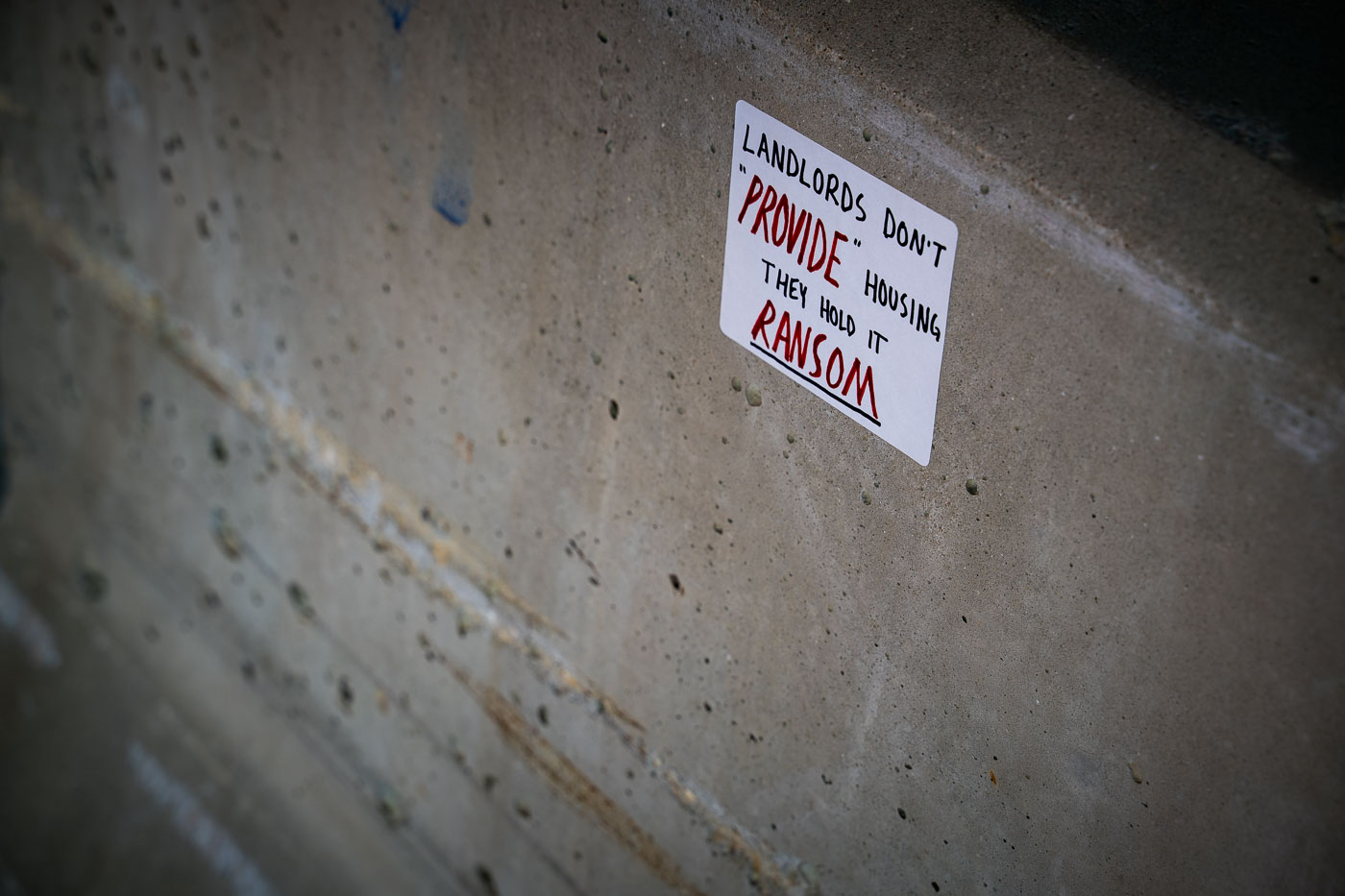 Anti Landlord Sticker on Downtown Wall  Minneapolis