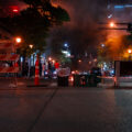 Barricades at Hennepin Ave and Lagoon Ave in Uptown Minneapolis.