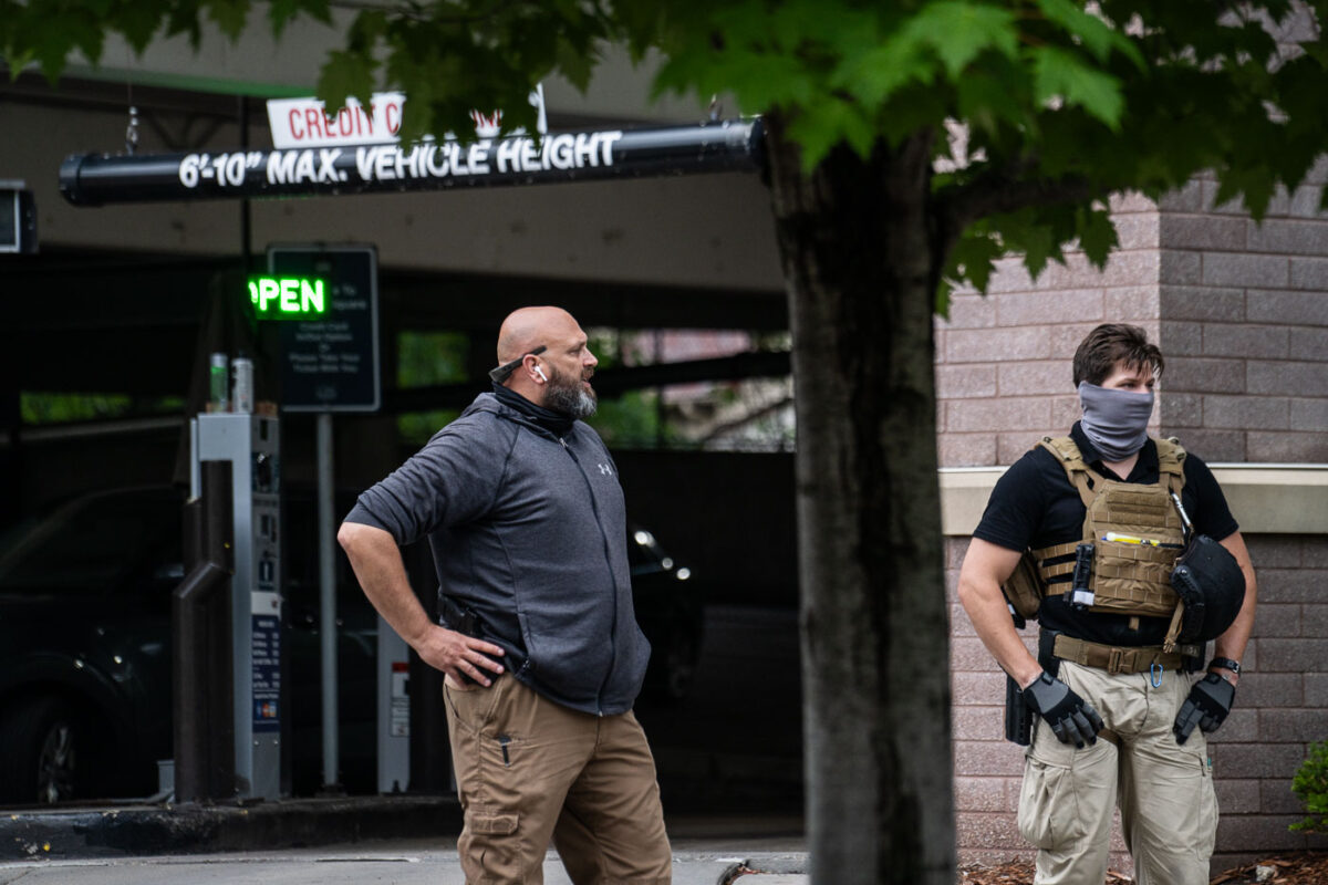 Private security company patrolling the mall that Winston Smith was killed by federal law enforcement officers the month prior.