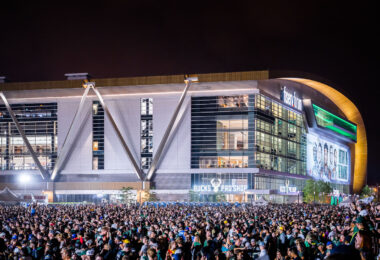 Milwaukee celebrates as the Milwaukee Bucks win their first NBA Championship since 1971.
