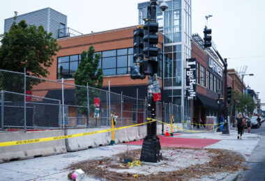 The Deona Marie Memorial after it was cleared in the morning by private security contractors.