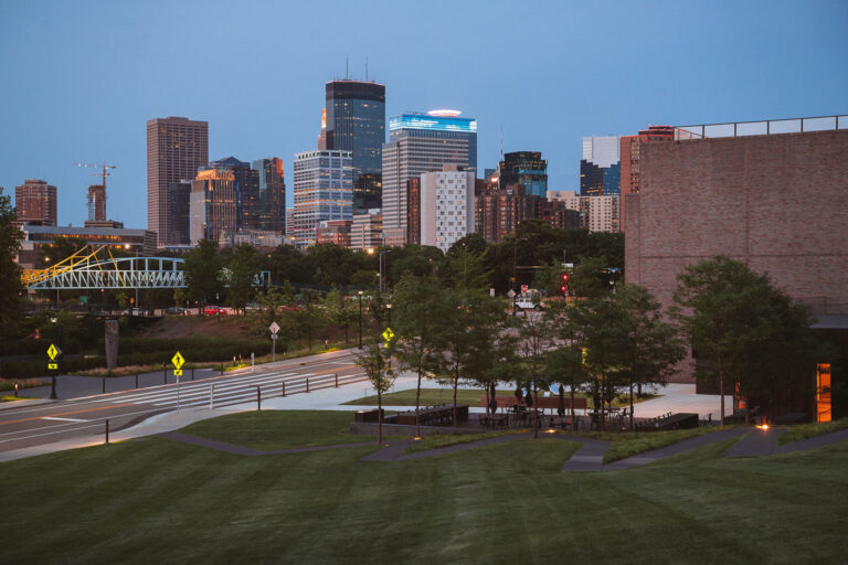 Downtown Minneapolis business district 1 The downtown Minneapolis business district as seen from the Walker Art Center,.
