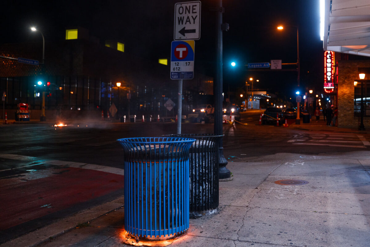 Shortly after the "hot rodders" dispersed at Hennepin & Lagoon. The streets were barricaded during protests following Winston Smith being killed by police.