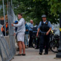 Minneapolis Police outside what was the Wince Marie Memorial Garden. Private security and police cleared the lot and fencing was put up.July 17, 2021