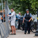 Minneapolis Police outside what was the Wince Marie Memorial Garden. Private security and police cleared the lot and fencing was put up.July 17, 2021