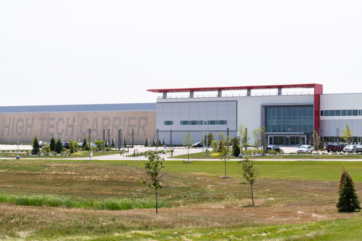 Foxconn, Mount Pleasant, Wisconsin. The "High Tech Carrier" or "The Fab" building was originally meant to be a Gen 10.5 LCD manufacturing plant. Unknown if any manufacturing is done insifde the facility.