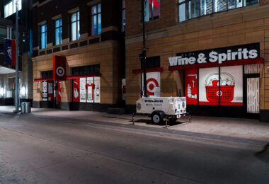 A Metro Transit surveillance camera system setup outside the flagship Target Store.