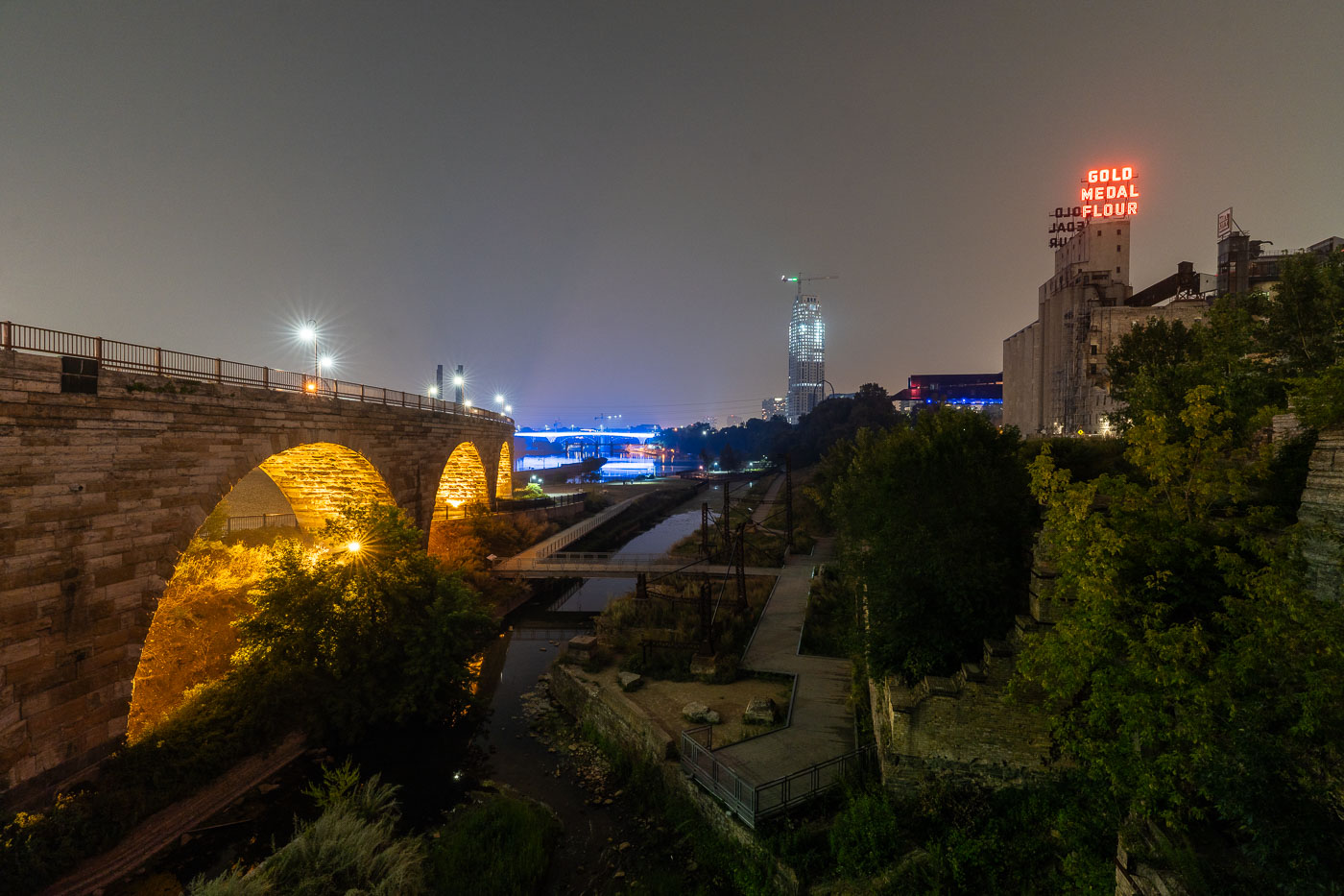 Mill Ruins Park with Canadian Wildfire Smoke