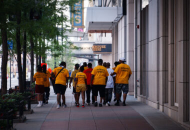 "Outreach Experts" walk the streets of Downtown Minneapolis.