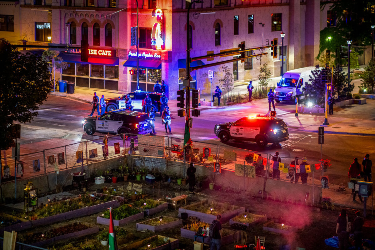 Protesters and who the police call "hot rodders" shut down streets in Uptown Minneapolis. Police moved in hours later and the crowd dispersed. Minneapolis Police declared an unlawful assembly but eventually left without making any arrests.