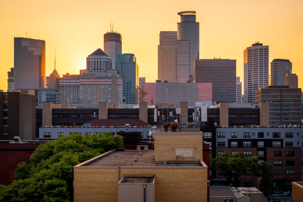 Minneapolis Skyline at Sunset from the South Loop