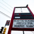 "Read the Demand" "Justice for Murphy Ranks!" at George Floyd Square on July 29, 2021.